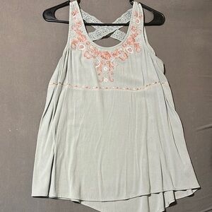 Knox Rose Light Blue Embroidered Tank Top